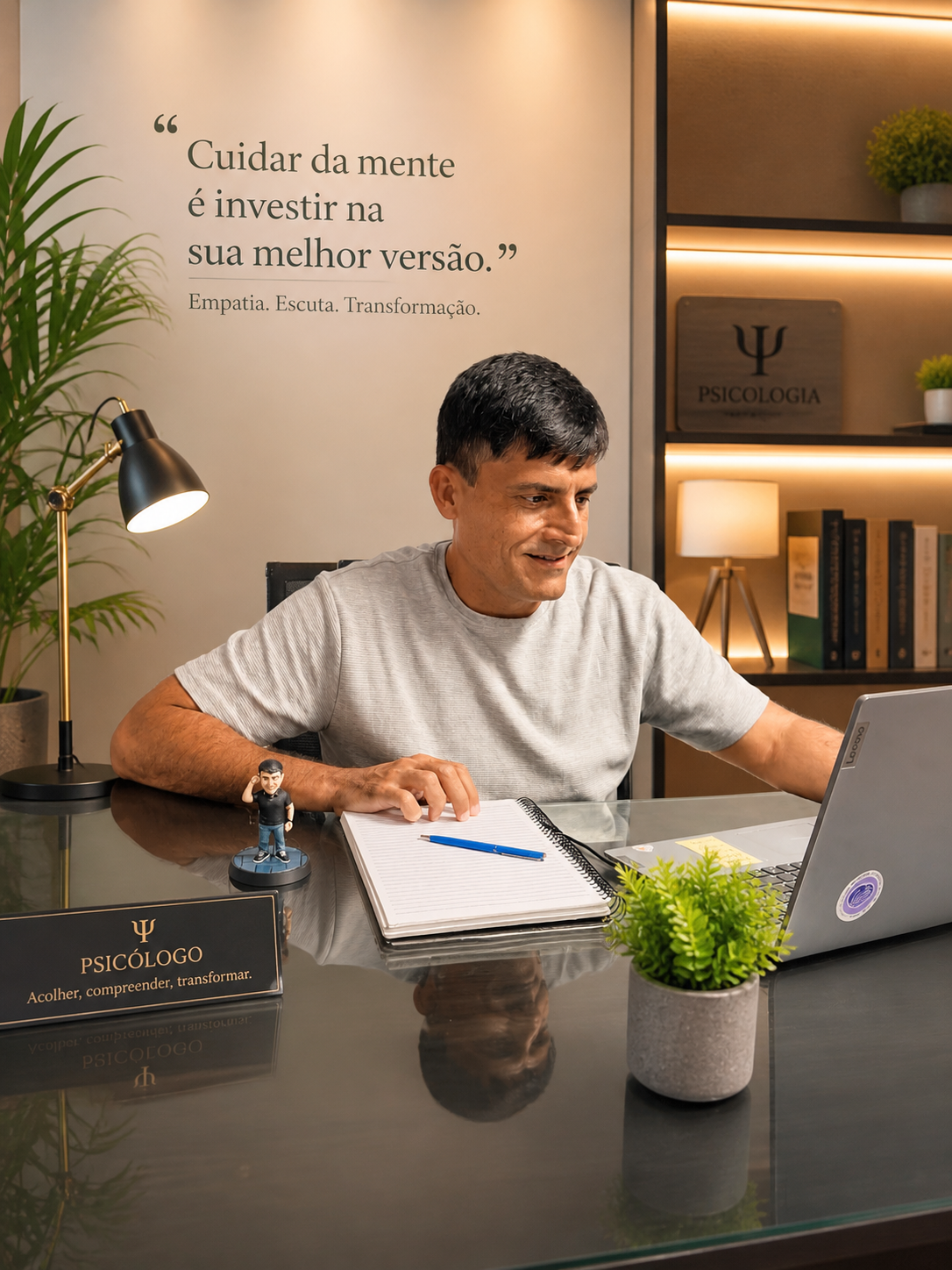Antonio Carlos de Freitas, psicólogo, em seu consultório em Santos/SP